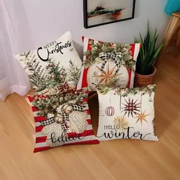 1/4 шт. рождественские наволочки Рождественская елка/Шар/Листья эвкалипта/Перчатки льняные наволочки для зимы 45x45cm C