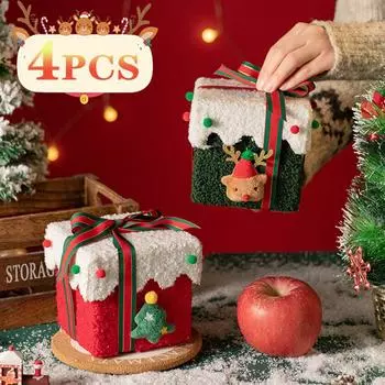 1-4 шт. Рождественские украшения ручной работы Рождественская подарочная коробка Коробка для конфет Сочельник Изысканная коробка для яблок Праздничная коробка для хранения Подарочная коробка 13.5x13.5x12.5CM