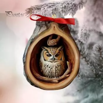 1/4 шт. Рождественские украшения в виде животных, 2D, плоские акриловые украшения в виде совы, лесные животные, подвесные украшения для дома, елки, автомобиля, декор C