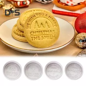 1/4 шт. Рождественский штамп для печенья с резаком, персонализированное рождественское печенье ручной работы, подарок для выпечки, украшения праздников, семейных встреч A