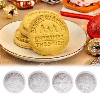 1/4 шт. Рождественский штамп для печенья с резаком, персонализированное рождественское печенье ручной работы, подарок для выпечки, украшения праздников, семейных встреч B