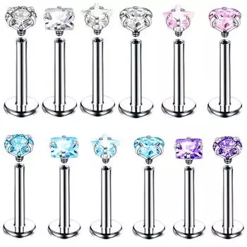 1/4 шт. сердце звезда кристалл губная губа пирсинг 1,2*8*3 мм шарик для губ Монро шпилька для губ спираль козелка раковина хрящ серьги ювелирные изделия Heart розовый