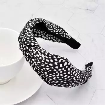 1/4 шт. Шикарная повязка на голову с леопардовым принтом и центральным узлом из однотонной твиловой ткани, женский модный аксессуар для волос, стильная повязка для волос для девочек