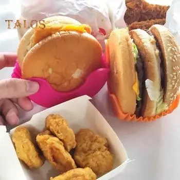 1/4 шт. силиконовая подставка, выдвижная фиксированная коробка для гамбургеров, бесконтактный зажим для гамбургера, многоразовый держатель коробки для гамбургера, безопасный для посудомоечной машины для гамбургеров, пищевой сэндвич-зажим серый