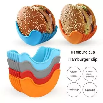 1/4 шт. силиконовая подставка, выдвижная фиксированная коробка для гамбургеров, бесконтактный зажим для гамбургера, многоразовый держатель коробки для гамбургера, безопасный для посудомоечной машины для гамбургеров, пищевой сэндвич-зажим 1PCS