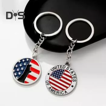 1/4 шт. Сохраните Америку великой снова, брелок в форме креста Богини с узором флага США, металлический брелок для политических энтузиастов A