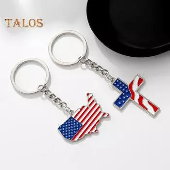 1/4 шт. Сохраните Америку великой снова, брелок в форме креста Богини с узором флага США, металлический брелок для политических энтузиастов A