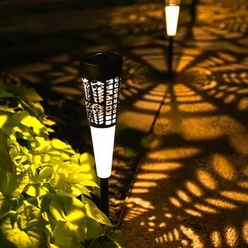 1/4 шт. солнечный садовый светильник, газонная лампа IP65, водонепроницаемый, проводка не требуется, прост в установке, мигает, меняет цвет, светодиодный солнечный уличный светильник 1pc Warm light