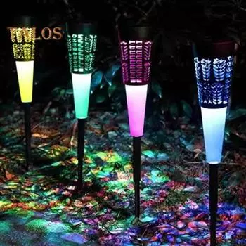 1/4 шт. солнечный садовый светильник, газонная лампа IP65, водонепроницаемый, проводка не требуется, прост в установке, мигает, меняет цвет, светодиодный солнечный уличный светильник 1pc Warm light