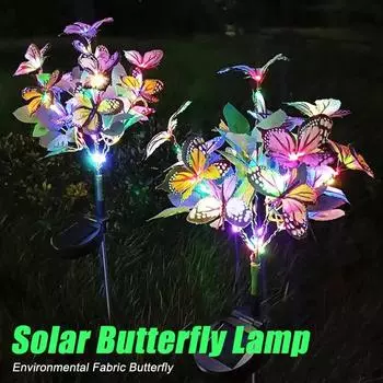1-4 шт. Солнечный светодиодный экологический тканевый светильник-бабочка, бесплатный провод, напольный светильник для сада, водонепроницаемый декоративный светильник 1PC