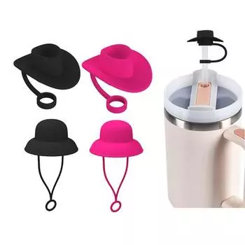 1/4 шт., соломенные чехлы в ковбойской шляпе, пищевые силиконовые соломенные топперы, универсальный размер, забавные соломенные пылезащитные заглушки, аксессуары для чашек