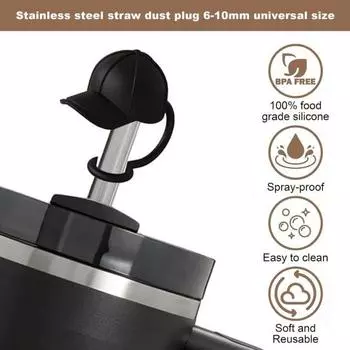 1/4 шт., соломенный чехол для бейсбольной кепки, не содержит BPA, силиконовый, многоразовый, пыленепроницаемый, не проливается, 6-10 мм, стакан с соломенным наконечником, заглушка, топпер, защитная чашка, аксессуары 1pc