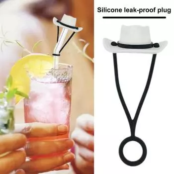 1/4 шт., соломенный чехол в ковбойской шляпе, пищевой силикон, многоразовый пыленепроницаемый стакан 30/40 унций, соломенный наконечник, заглушка, топпер, защитная чашка, аксессуары белый