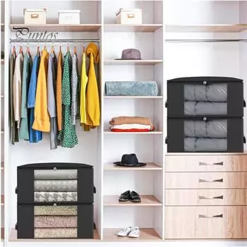 1/4 шт. сумка для хранения одежды большой емкости складной органайзер для хранения с прозрачным окном и ручками для домашней спальни 1pc серый