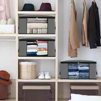 1/4 шт. сумка для хранения одежды большой емкости складной органайзер для хранения с прозрачным окном и ручками для домашней спальни 1pc серый