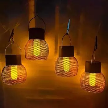 1/4 шт. светодиодные солнечные садовые светильники супер яркие автозарядные уличные водонепроницаемые солнечные подвесные светильники с мерцающим пламенем 1pc