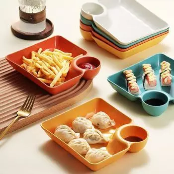 1/4 шт. Тарелка для пельменей, нескользящая, складная, пластиковая, для макания, блюдо для суши 1 PCS белый