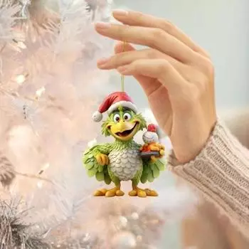 1/4 шт., украшение на рождественскую елку, мультяшный зеленый эльф, подвесные украшения, акриловые плоские подвесные аксессуары для рождественской елки для праздничного декора дома и автомобиля A