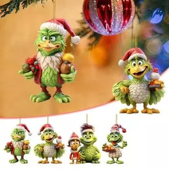1/4 шт., украшение на рождественскую елку, мультяшный зеленый эльф, подвесные украшения, акриловая плоская подвеска, аксессуары для рождественской елки B