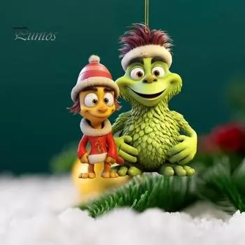 1/4 шт., украшение на рождественскую елку, мультяшный зеленый эльф, подвесные украшения, акриловые плоские подвесные аксессуары для рождественской елки для праздничного декора дома и автомобиля B