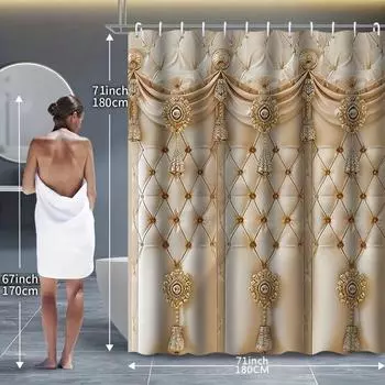 1/4 шт. Великолепный теплый водонепроницаемый комплект занавесок для душа, декоративный комплект для ванной комнаты, нескользящий коврик для унитаза, коврик для ванной и 12 крючков 1PCS shower curtain