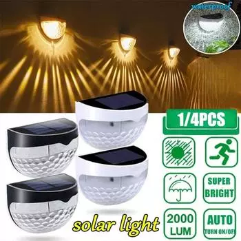 1/4 шт. Водонепроницаемый солнечный свет полукруглый забор настенный светодиодный светильник сад лестница балкон солнечные лампы уличные светящиеся огни 1PCS-Black(Warm light)