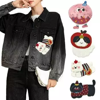 1/4 шт. Вышитая нашивка на полотенце для одежды, швейные аксессуары для одежды, креативная декоративная нашивка на ткань, милая, 4 стиля 1pcs