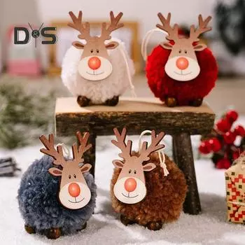 1/4 шт. войлочные украшения в виде лося на рождественскую елку, плюшевые войлочные украшения в виде оленей для рождественской вечеринки, декор для дома на елку белый