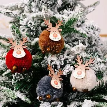 1/4 шт. войлочные украшения в виде лося на рождественскую елку, плюшевые войлочные украшения в виде оленей для рождественской вечеринки, декор для дома на елку белый