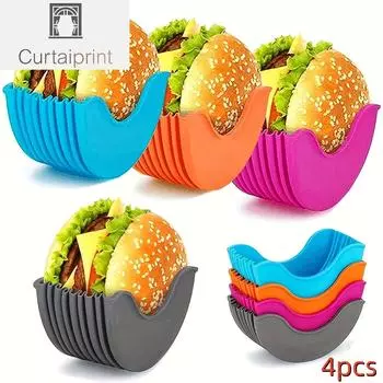 1/4 шт. выдвижные держатели для гамбургеров, фиксированная коробка для гамбургеров, сэндвич-зажим для гамбургера, моющаяся силиконовая подставка для картофеля фри, соуса для гамбургера серый