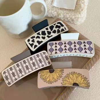 1/4 шт. заколка для волос с принтом коровы в стиле вестерн, цветочная заколка для волос в виде когтя для ванны и спины A