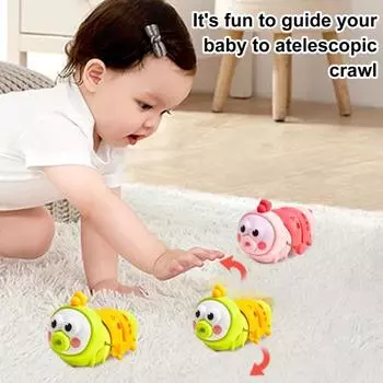 1/4 шт. Заводная гусеница, ползающая игрушка, подвижный рот, извивающийся червяк, игрушка для малышей, мальчиков и девочек, обучающая интерактивная пружинная заводная игрушка в виде животного D