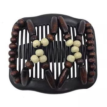 1/4 шт. Женские деревянные гребни для волос с бусинами, ручной работы, эластичные, двухсторонние заколки, салонные гребни, приспособление для создания пучка, аксессуары для волос 1pc