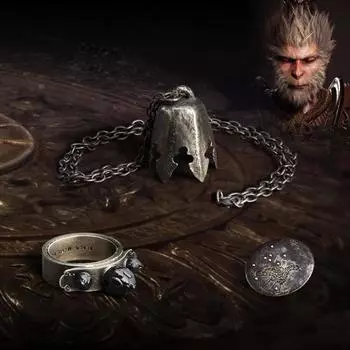 1/4 шт. Золотой обруч Укуна 1:1 Масштаб Взрослые Monkey King Резная Головная Повязка Металлическое Кольцо Золотой Ворон Значок Ожерелье Косплей Реквизит Игровая Периферия Коллекционер C