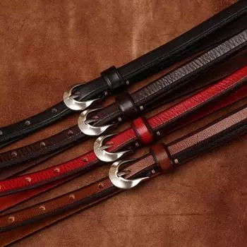 1,4 см широкий кожаный ремень женский с пряжкой-иглой в стиле Ins персонализированный ретро ремень из чистой коровьей кожи тонкий пояс на талию 95cm