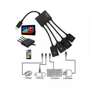 1-4 USB HUB Micro USB/ TypeC OTG зарядный разветвитель адаптер кабель легко подключать различные устройства typec