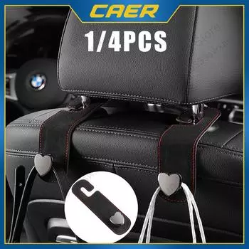 1/4PCs Car Back Seat Hook Suede Leather Headrest Hanging Holder 20kg Load-Bearing Wear-Resistant Soft Hanger Clip Accessories
