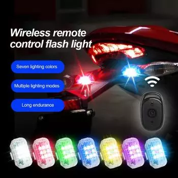 1-4pcs Car Strobe Light Wireless Remove Control LED Flashing Warning Light Waterproof Bike Scooter Anti-collision Indicator Lamp