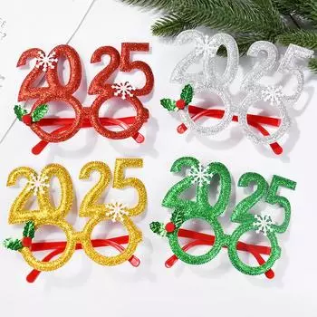 1/4pcs Christmas Glasses 2025 New Year Party Photo Props Xmas Decorations Kids Adult Eyeglasses Photobooth Gifts Home Supplies