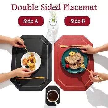 1/4 шт. Подставка под тарелку из искусственной кожи, водонепроницаемая, маслостойкая, термостойкая, противоожоговая, подставка под тарелку, декор для обеденного стола на кухне 1Pcs 43x30cm чёрный