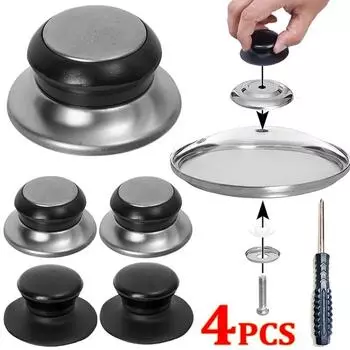 1/4PCS Kitchen Pot Lid Knobs Replacement Lid Hand Grip Handles Universal Pan Lid Holding Tops Resistant Tools with Screwdriver