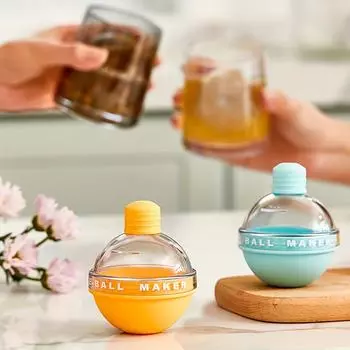 1/4pcs Premium Silicone Ice Sphere Molds - Seamless 2.5in Ice Balls for Enhanced Whiskey & Cocktail Experience - Easy-Release синий