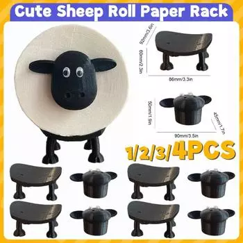 1-4PCS Sheep Stackable Toilet Paper Holder Resin Cute Sheep Tissue Storage Rack for Home Bathroom Vanity Night Stands