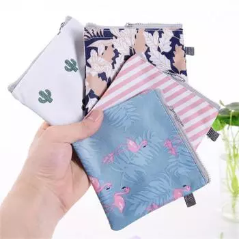 1~4PCS Towel Pouches Sanitary Pad Zipper Polyester 13x13cm Household Tools Storage Bags Animal Printed Storage Tools
