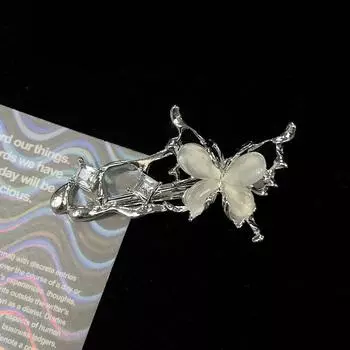 1/4pcs Y2K Irregular Liquid Metal Hairpin Butterfly Zircon Hair Clips Girl Fashion Silver Bang Clip For Women Hair Accessories