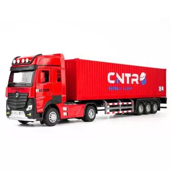 1/50 игрушечный автомобиль-контейнеровоз, коллекционная модель транспортного средства, автомобиль со светом и звуком, литая под давлением игрушка в подарок для детей 1/50-Size:33*5*8cm красный