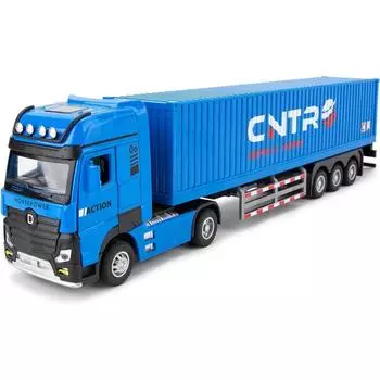 1/50 игрушечный автомобиль-контейнеровоз, коллекционная модель транспортного средства, автомобиль со светом и звуком, литая под давлением игрушка в подарок для детей 1/50-Size:38.5*6*8.5cm синий