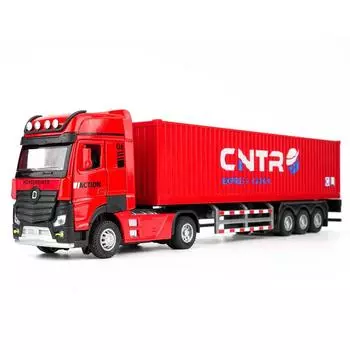 1/50 игрушечный автомобиль-контейнеровоз, коллекционная модель транспортного средства, автомобиль со светом и звуком, литая под давлением игрушка в подарок для детей 1/50-Size:33*5*8cm красный