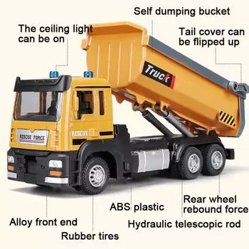 1/50 масштаб самосвал литой игрушечный модель самосвала инженерный транспорт грузовик звук свет инерционный подарок для детей B380