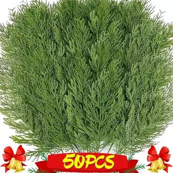 1/50 шт искусственные сосновые ветки искусственные растения листья рождественская елка зеленая сосна DIY венок новогодняя рождественская вечеринка домашний декор поставки 1PC
